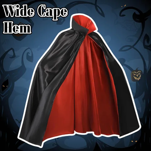 Vista 2 de Capa de vampiro, capa de doble cara con cuello alto Cuello Soporte Vampiro Capa Rojo