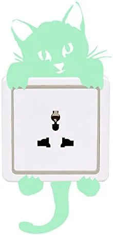 Vista 4 de 2 calcomanías luminosas para interruptor de luz que brillan en la oscuridad, adorbale gato, mascotas, animales, pegatinas de pared, interruptor