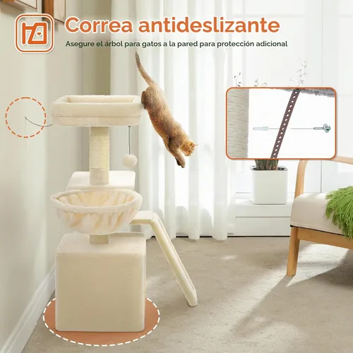 Vista 7 de PETEPELA Árbol de cactus para gatos y gatos pequeños, torre para gatos de Beige