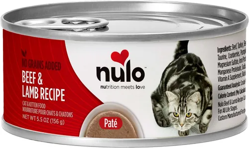 Vista 2 de Nulo Receta de Ternera y Cordero Paté - Comida húmeda enlatada para gatos, 5.5 onzas (paquete de 24)