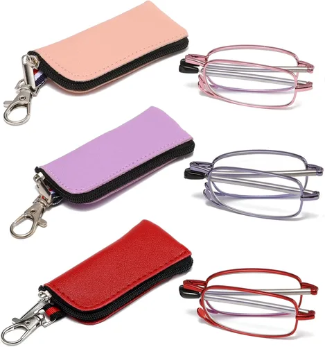 Vista 7 de Gafas de lectura plegables para hombres y mujeres, llavero compacto para lectores con luz azul, anteojos portátiles de bolsillo