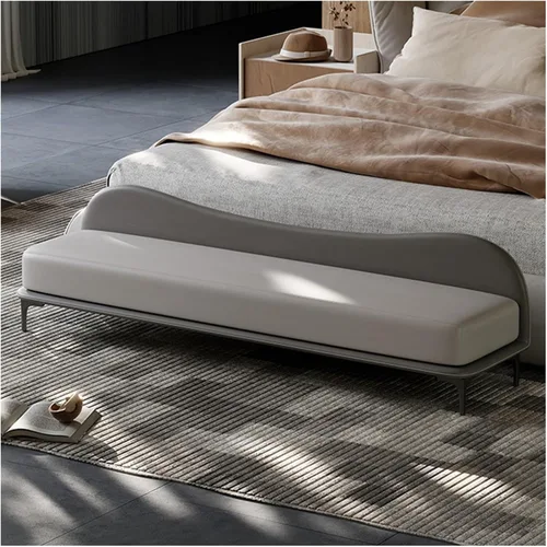 Vista 4 de LSLYTQ Bedroom Bench for End of Bed End of Bed Bench, Leather Long Bench, Upholstered Bedroom Bench for Living Room Foyer Indoor Entryway Gris