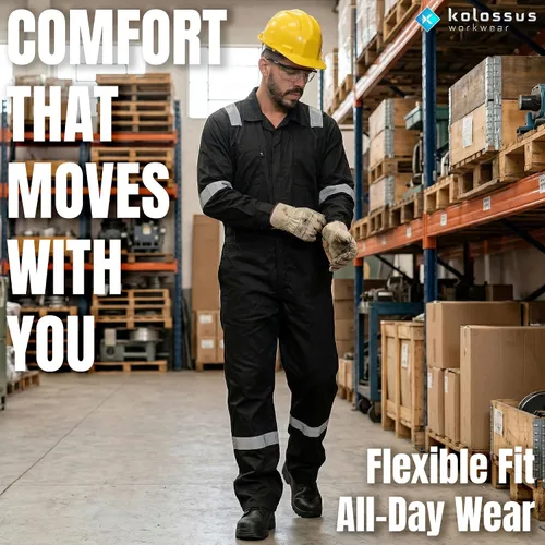 Vista 5 de Kolossus Mono de trabajo de alta visibilidad para hombre, traje de trabajo industrial duradero Negro