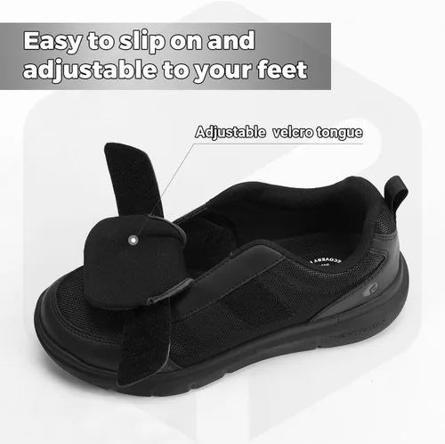 Vista 2 de FitVille Zapatos para diabéticos para hombre, extra anchos, pies hinchados, zapatos para caminar neuropatía, para aliviar el dolor de diabéticos