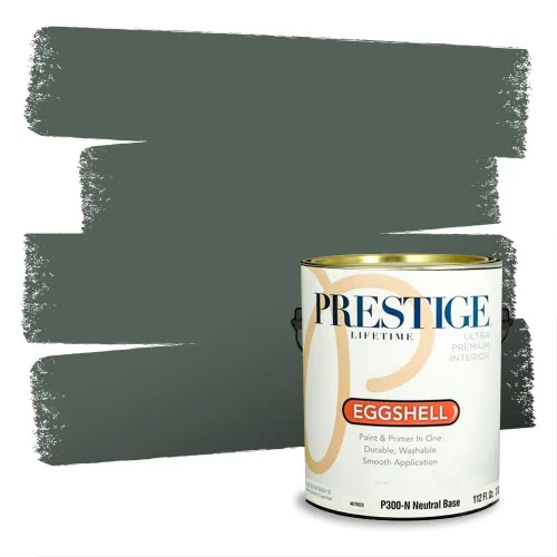 Vista 203 de Prestige Paints - Pintura exterior e imprimación en uno, 1 galón, plano, compatibilidad comparable con el color menta «Whipped Mint» de Behr