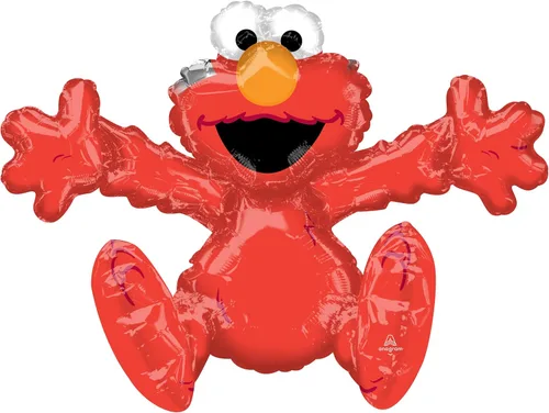 Vista 2 de Anagram /MD - Globo de relleno de aire de aluminio de Mylar de 26 pulgadas de Sésamo Street Elmo para fiesta de cumpleaños