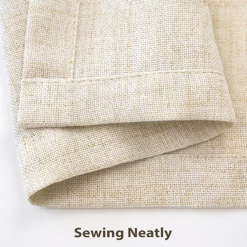 Vista 4 de DriftAway Cenefa plisada para ventana de cocina, cenefa de lino sintético con textura de color beige sólido para sala de estar, cenefa de lino