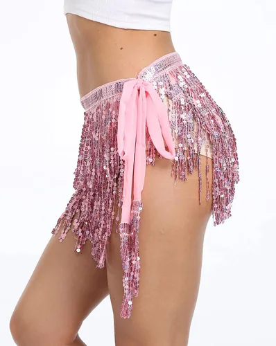Vista 3 de Falda cruzada de lentejuelas para mujer, disfraz de Mardi GrasNavidadHalloweenDía de San Patricio
