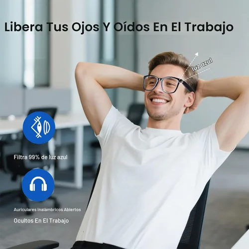 Vista 5 de Quaoar Lentes de audio Bluetooth inteligentes con doble altavoz, micrófono de oído abierto, disparo remoto, asistente de voz para mujeres/hombres