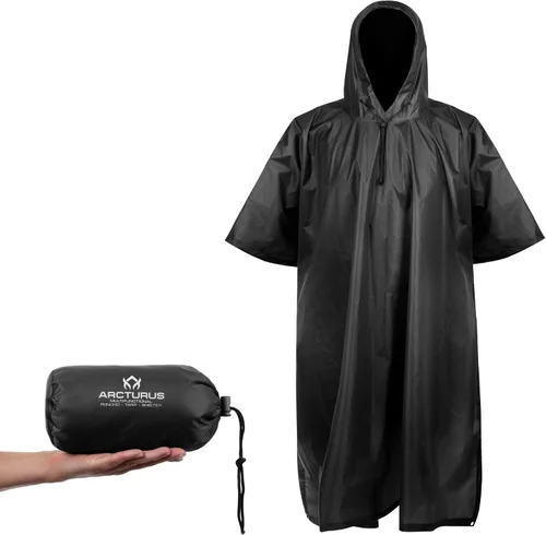 Vista 15 de Arcturus - Poncho ligero de nailon Ripstop con capucha ajustable