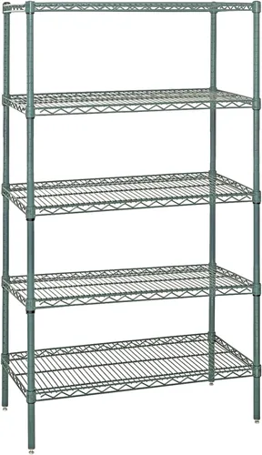 Vista 45 de Quantum Storage Systems WR74-1824BK Kit de inicio para estantería de alambre de 4 niveles de altura de 74 pulgadas, acabado negro, 18 pulgadas