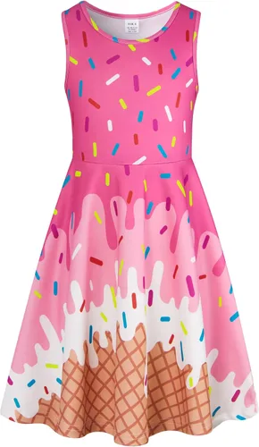 Vista 10 de BFUSTYLE - Vestido de verano sin mangas con estampado floral para niñas de 4 a 15 años Regreso a la escuela 01