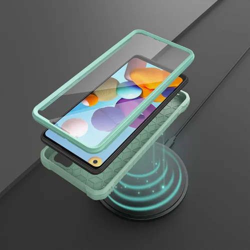 Vista 7 de ExoGuard Funda para Samsung Galaxy A21, funda de goma a prueba de golpes de cuerpo completo, protector de pantalla integrado y soporte compatible