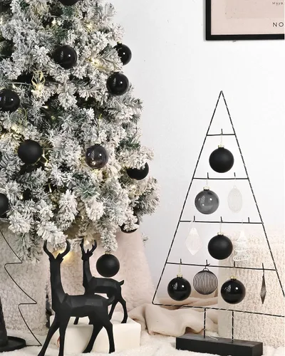 Vista 3 de DN DECONATION Adornos de Navidad de cristal negro, bolas de Navidad colgantes de 3.15 pulgadas para decoración del árbol de Navidad, juego de 9
