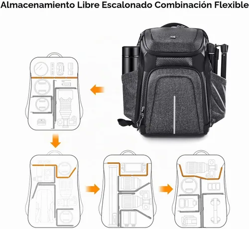Vista 4 de K&F CONCEPT Mochila para cámara, bolsa para cámara réflex digital de 03-Negro