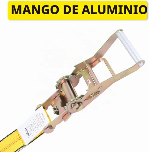 Vista 2 de Correas de trinquete con gancho plano - Correas de amarre resistentes - 2 pulgadas x 27 pies - Correa resistente a la intemperie - Límite de carga