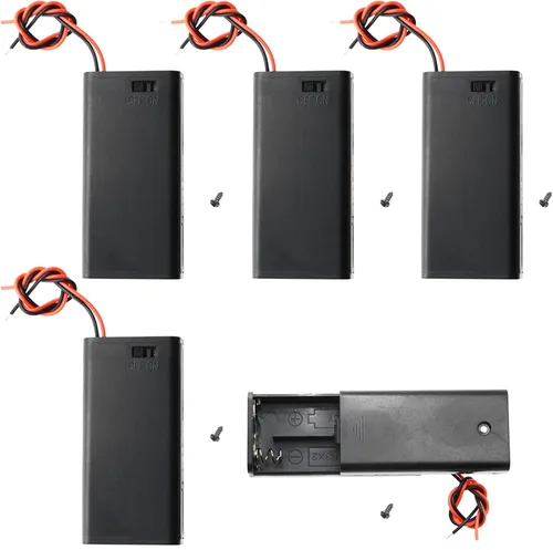 Vista 10 de 2 soportes para 8 pilas AA con clip de batería tipo I cableado y conector a presión estándar