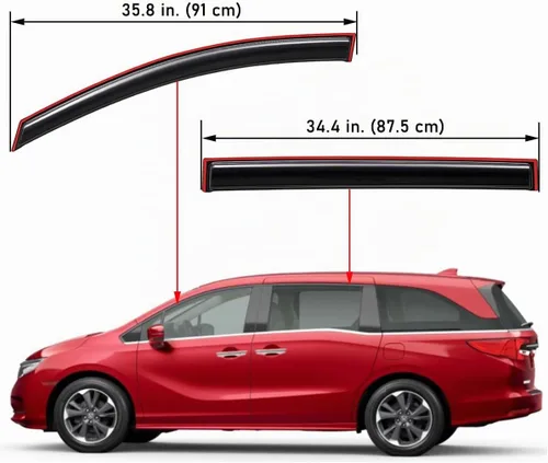 Vista 2 de Lightronic Visera de ventana de ventilación automática con clip extra duradera, compatible con Honda Odyssey 2018-2026, protección UV, deflector