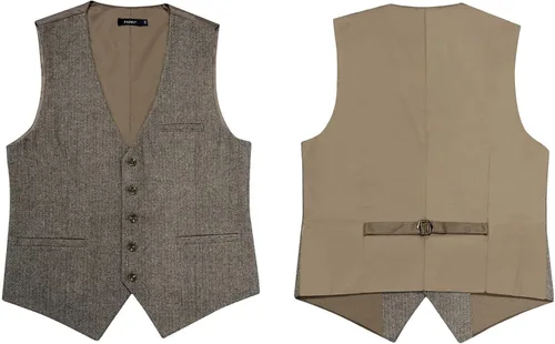 Vista 4 de FAIMO Suit Vest for Men Tuxedo, Wool Tweed Vest for Mens Waistcoat, Formal Mens Dress Vest for Wedding Business Party