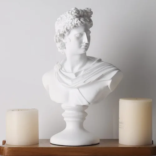 Vista 7 de XMGZQ Estatua griega de David de 11.8 pulgadas, busto romano clásico para Apolo, escultura de mitología griega grande para decoración del hogar