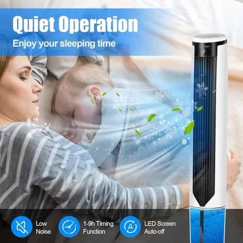 Vista 2 de COSTWAY Enfriador de aire evaporativo, enfriador de aire oscilante portátil de 41 pulgadas con control remoto, 3 modos, 3 velocidades, pantalla LED