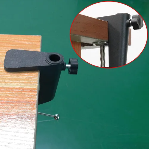 Vista 5 de Abrazadera en C negra Soporte voladizo Abrazadera Soporte de abrazadera de lámpara de escritorio Accesorios de clip Manguera Base de brazo oscilante