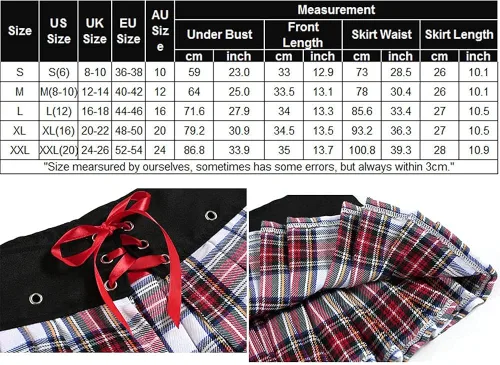 Vista 6 de Avidlove Conjunto de lencería de colegiala para mujer, conjunto de lencería con brasier halter y minifalda