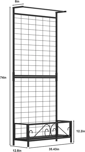 Vista 3 de Zhongma Macetero de metal con enrejado elevado con enrejado para plantas trepadoras de vid y flores (12.8 x 35.43 x 74 pulgadas), pantalla