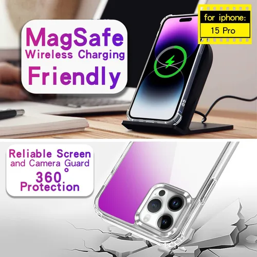 Vista 4 de Funda de espejo para iPhone 15 Pro para mujer, funda de acrílico con espejo que se puede utilizar para maquillaje al aire libre para niñas que aman