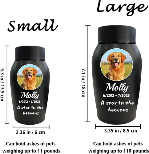 Vista 3 de Urnas personalizadas para cenizas de perros y gatos, nombre de mascota personalizado para urnas de cremación, urnas de recuerdo conmemorativas