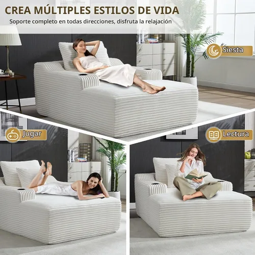 Vista 7 de Sillón reclinable extragrande de 67", sofá nube de pana moderno con 3 almohadas, sofá de asiento profundo sin estructura para sala de estar, silla