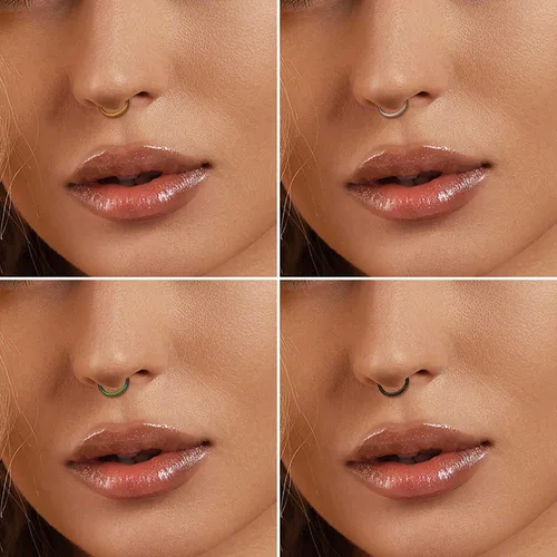 Vista 10 de Jstyle 5 anillos de acero quirúrgico 316L para la nariz, 16G, 18G, 20G, con bisagras, para la nariz, para mujeres y hombres, cartílago, arete