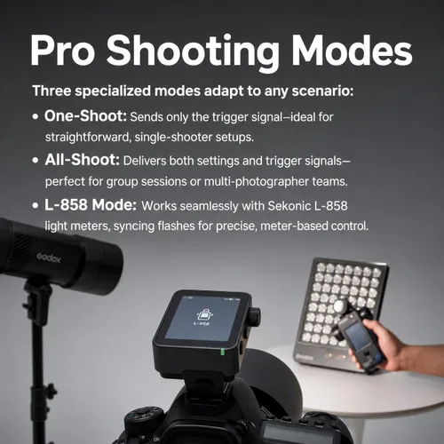 Vista 6 de Godox X3 Pro N X3Pro N TTL Disparador de flash inalámbrico para Nikon, pantalla táctil 2.4G Transmitter with Bluetooth APP Control, Built-in