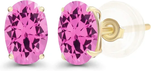 Vista 49 de Aretes de plata de ley 925 maciza chapados en oro de 0.276 x 0.197 in ovalados con piedra natal genuina para mujer, aretes de tuerca con piedras