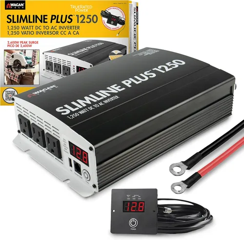 Vista 8 de Wagan EL3706 - Inversor de corriente de 425W, 425W TrueRated continuo, potencia de pico de 825W, inversor de CA a CC de 12V a 110V AC, con 2 tomas