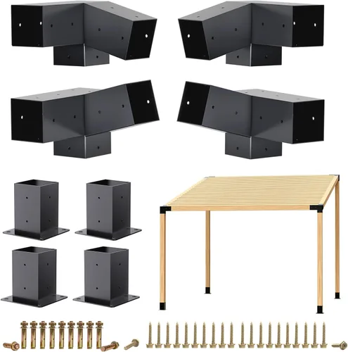 Vista 13 de Kit de pérgola - Soportes de 5 vías para vigas de madera de 4 x 4 pulgadas, cenadores, patio y cobertizos