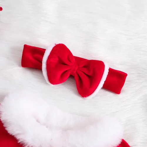 Vista 8 de KnniMorning TEES Vestido de Navidad rojo para niña pequeña, vestido de terciopelo de manga larga, vestido de Papá Noel, vestidos de invierno