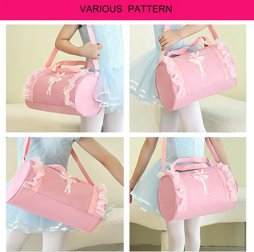 Vista 5 de Linda mochila de ballet para bailar tutú, bolsa de baile, impermeable, pequeña, bolsa de ballet, bolsa de gimnasio (morado)