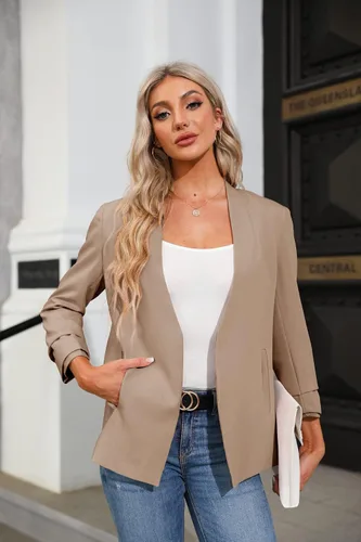 Vista 4 de Ofenbuy Blazer casual de manga larga con frente abierto para negocios trabajo oficina chaquetas
