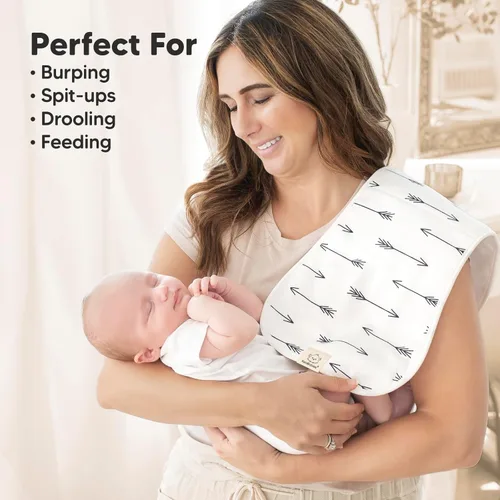Vista 5 de Paños orgánicos para eructos para bebés niños y niñas, paquete de 5 paños de algodón súper absorbentes para bebés, trapos suaves y afelpados