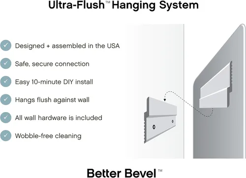 Vista 8 de Better - Espejo rectangular sin marco biselado Espejo de pared de baño de 30 x 36 pulgadas con borde biselado Sistema para colgar ultra