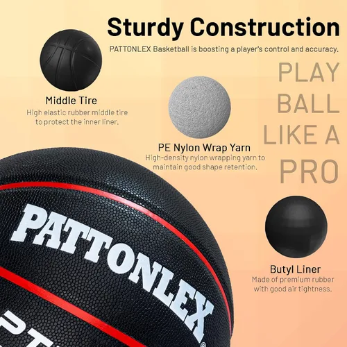 Vista 3 de Basketball Ball – Official Size– Composite Leather Indoor/Outdoor Basketball for Men, Women & Girls, with Pump