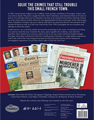 Vista 7 de ThinkFun Cold Case: End of The Line - Emocionante juego de misterio de asesinato Promueve el razonamiento deductivo y el pensamiento crítico