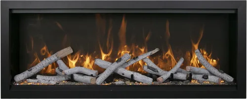 Vista 8 de Amantii SYM-60-XT-BESPOKE Symmetry - Chimenea eléctrica empotrada extra alta de 60 pulgadas para interiores y exteriores, altavoz Bluetooth WiFi