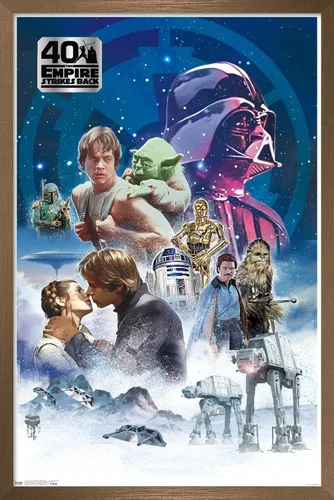 Vista 14 de Trends International Star Wars: The Empire Strikes Back 40th - Póster de pared clásico, 14.725 x 22.375 pulgadas, versión enmarcada de madera
