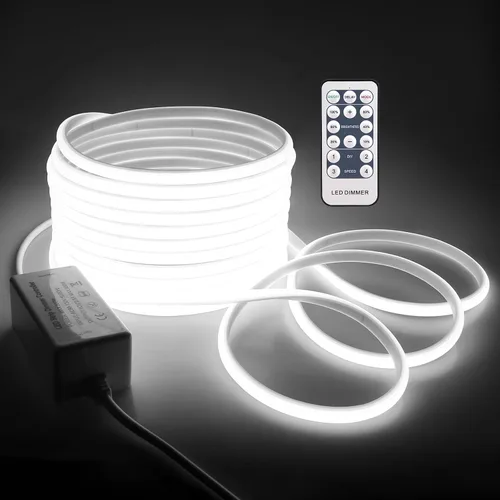 Vista 14 de Tira de luces LED COB de 5 M para dormitorio, 16.4 pies, luces LED de cuerda para exteriores, impermeable, blanco cálido, CA de 110 V ~ 120 V