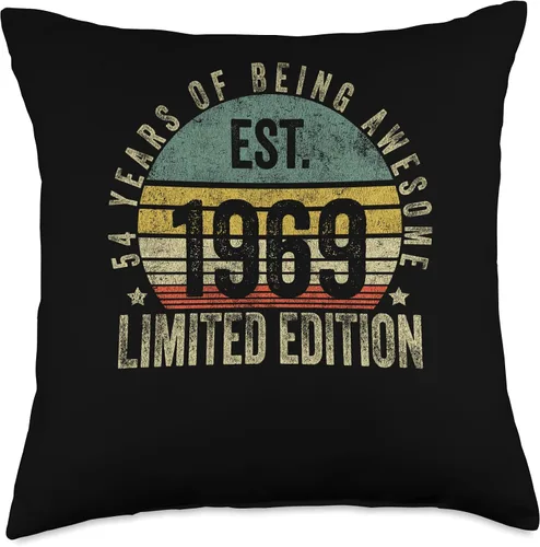 Vista 4 de Vintage 54 Year Old Est 1969 Limited Edition 54th Birthday Throw Pillow