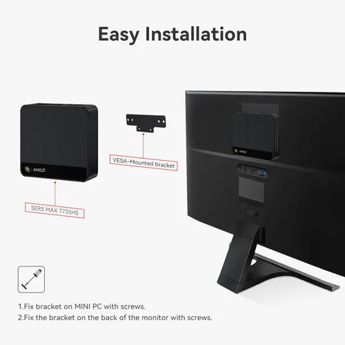 Vista 9 de Beelink SER5 Mini PC, AMD Ryzen 7 7735HS (hasta 4.75GHz) 8C/16T, Mini Computadora 24GB LPDDR5 RAM 1TB NVMe PCIe 4.0 SSD, Mini Computadora