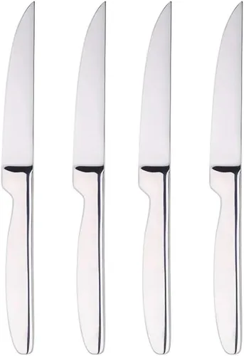 Vista 5 de Cuchillos de acero inoxidable, resistentes a la corrosión, hoja afilada, mango de acero inoxidable, cuchillo de mesa de cocina (plata, filete 4)