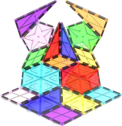 Vista 12 de PicassoTiles Bloques Magnéticos de Azulejos Espejo para Construcción, Regalos Sensoriales de Construcción Juego de Expansión Cuadrado de Imanes